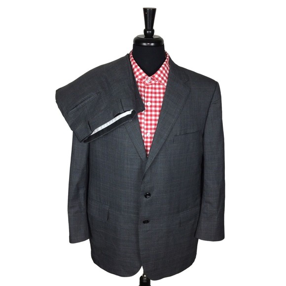 Tom James Royal Classic Holland & Sherry GrayBlue Plaid 44R Suit Pant 38x30